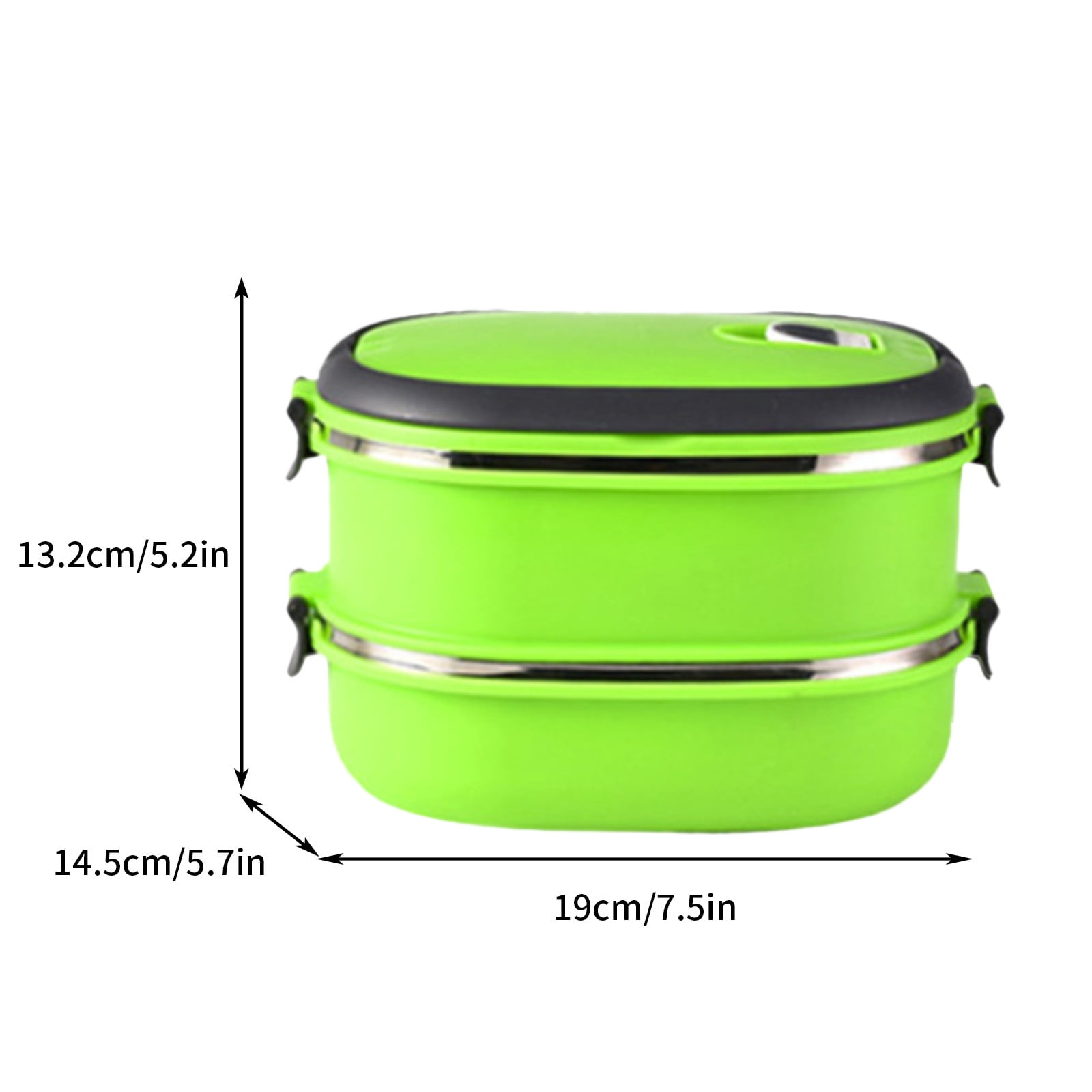 Zzbeans Insulated Lunch Box, Rectangular Microwaveable Food Container, Leakproof Student Lunch Box with Removable Partition for Office Portable Meal Storage, Green