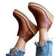 thumbnail image 1 of Bottines pour Femmes Couleur Unie Bout Rond Chaussures Compensées Chaussures Décontractées à la Mode, 1 of 6