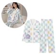 thumbnail image 4 of Bienvenido Conjunto de pijama de manga larga para niñas Estampado encantador Agradable para la piel Transpirable Cuello en V Conjunto de pijama de 2 piezas Pijamas L, 4 of 8