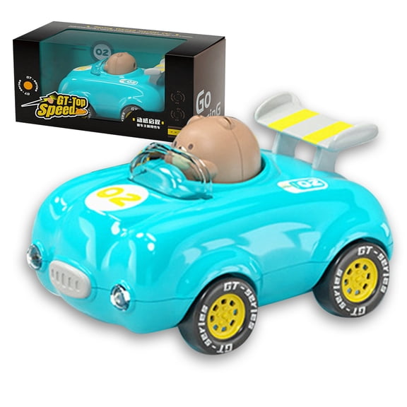 Goowood Pull Back Cars Monster Trucks for Toddlers 2-4 Light Up Toy Cars for Kids Friction Powered Birthday Christmas Gifts Blue