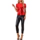 thumbnail image 2 of INSPIRAR CHIC Blusas de fiesta metálicas texturizadas de manga corta M Rojo brillante, 2 of 6
