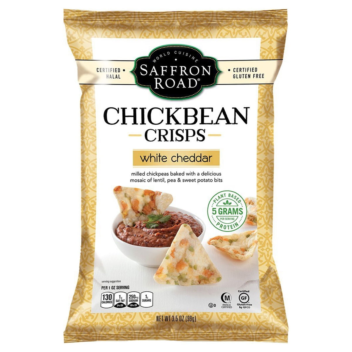 Saffron Road Chickbean Crisps, White Ched (Case of 12 3.5 oz) by Saffron Road