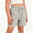 thumbnail image 5 of MGDXOX Girls Multi Pocket Cargo Shorts Elastic Drawstring Waist Casual Loose Outdoor Shorts Hiking Camping and Daily Use Gray 11 Years, 5 of 8