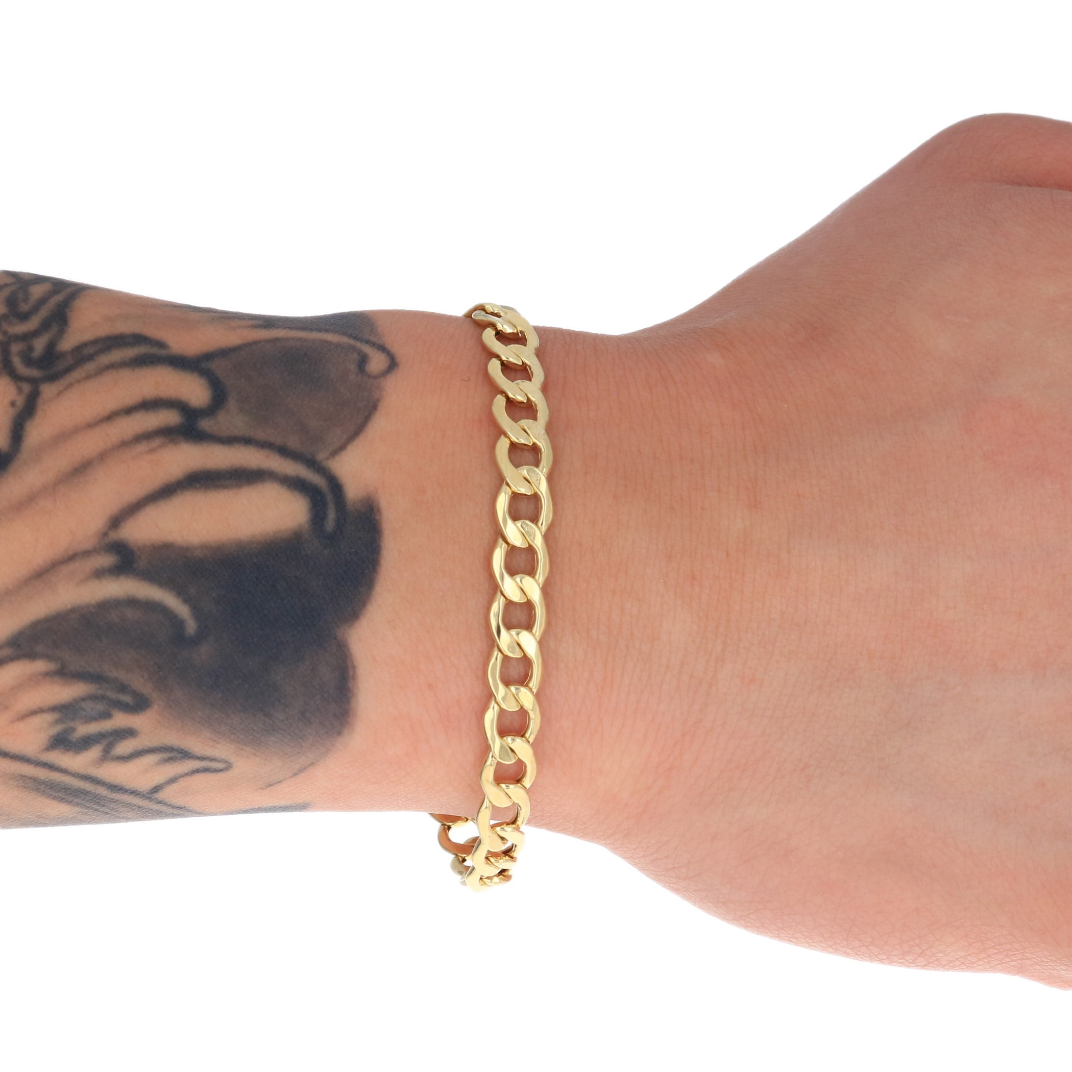 Nuragold 10K Real Yellow Gold Cuban Curb Link Chain Bracelet 7"-9" (2mm-7.5mm) Italian Jewelry for Men & Women