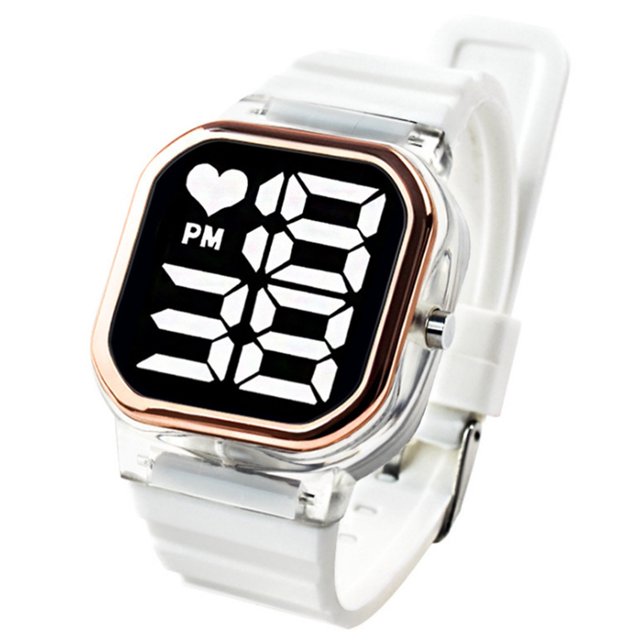 Up to 65% Off Fashion Silicone Strap Couple Rectangle LED Electronic Watch Necklace Rings Earring Jewelry on Clearance