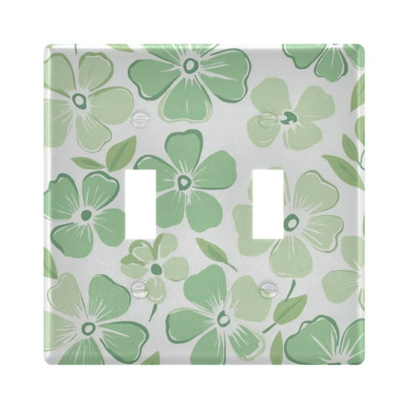 Yayeee Toggle Light Switch Wall Plate 2-Gang 4.56"x4.48" Decorative Outlet Cover, Green Floral