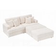 thumbnail image 4 of Modern Beige Corduroy Sofa 82in with Storage Feet & 4 Pillows, 4 of 13