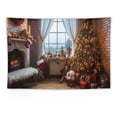 thumbnail image 5 of Chilfamy  Christmas Tapestry Photography backdrop White Fireplace Xmas Tree Windows Bright Sofa Kids Family Winter Holiday New Year Christmas Eve Party Wall Art Fabric 60x40 In 60x40in, 5 of 7