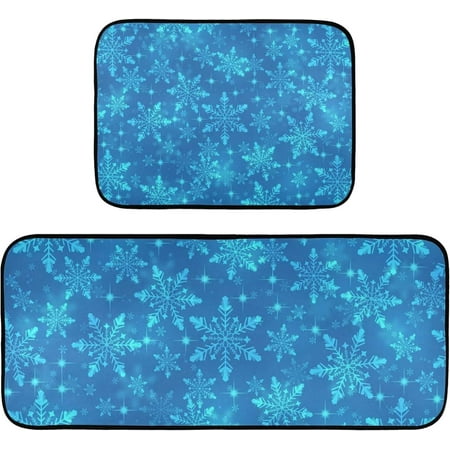 

Hyjoy Snowflake 2 Pieces Kitchen Rug Cushioned Anti-Fatigue Kitchen Rugs Set for Home Office Laundry 19.7 x 27.6 +19.7 x 47.2