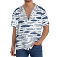 thumbnail image 1 of Balery Blue Fish Camisa Casual de Manga Corta con Botones para Hombre, Texturizada, Estilo Cubano, para Playa, Verano-3X-Large, 1 of 5