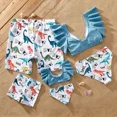 thumbnail image 4 of PatPat Girls Swimsuits Two Piece Bikini Set Dinosaur Ruffled Family Matching Tankini Bathing Suit, 6-7 Years, 4 of 6