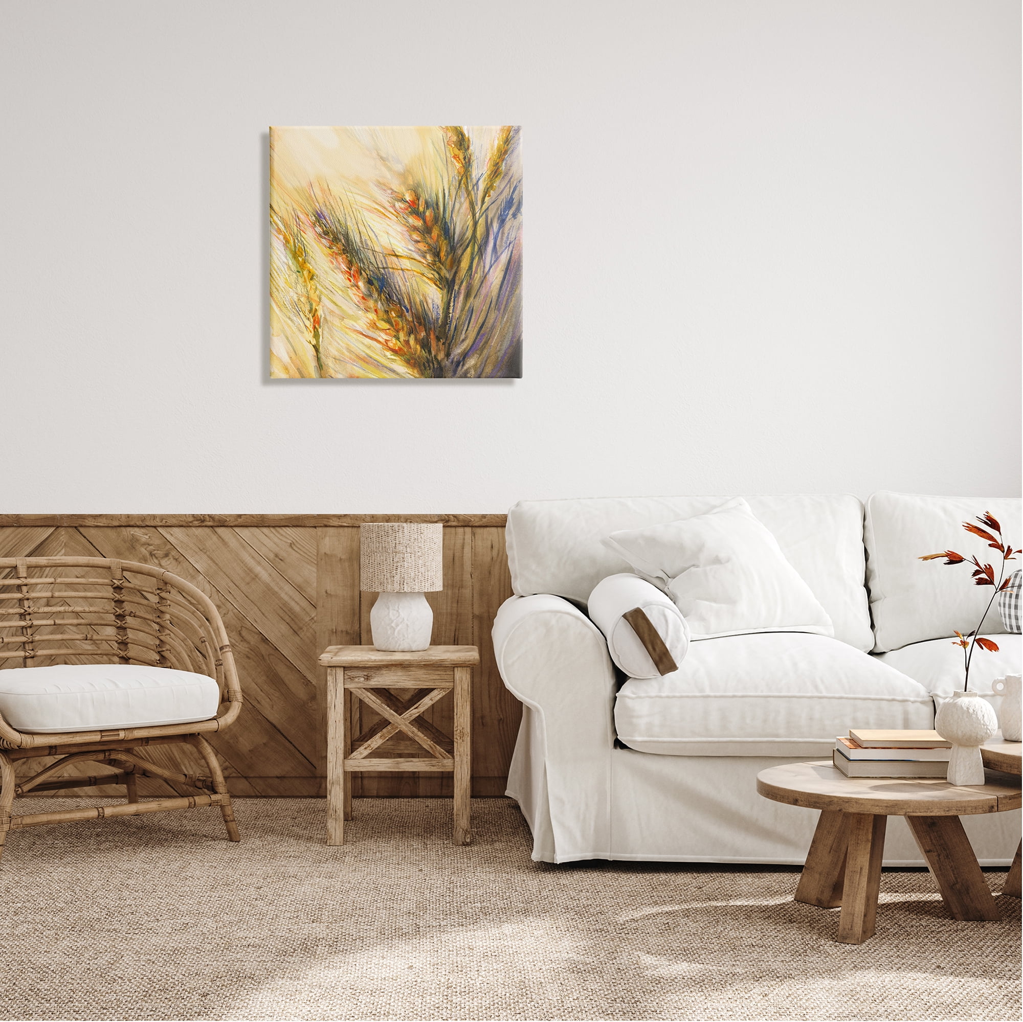 Stupell Industries Autumn Wheat Painting Botanical & Floral Painting Gallery Wrapped Canvas Print Wall Art, 24 x 24