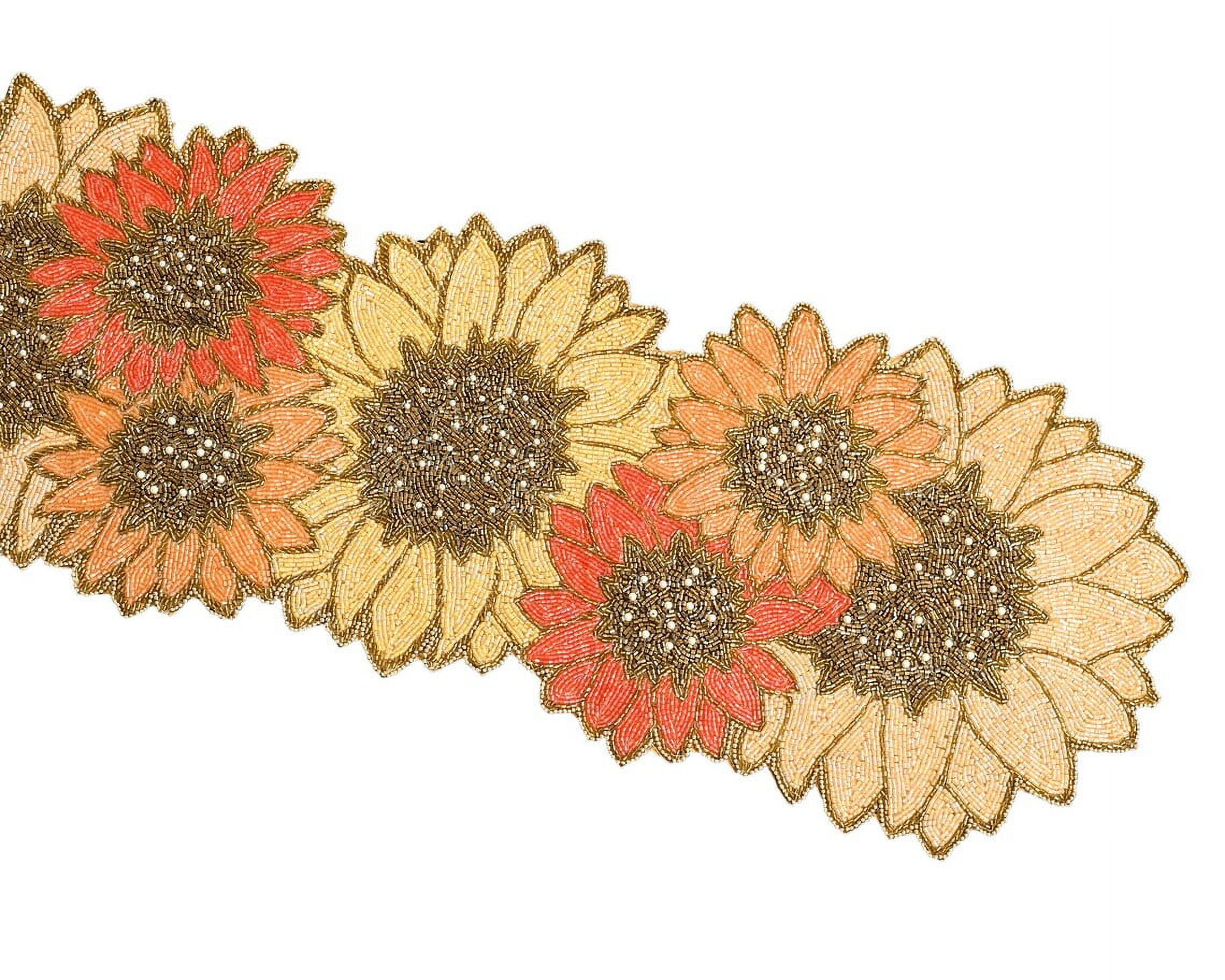 Handmade Beads Table Runner, Multicolor Sunflower Table Runner, Spring Tableware 13X36 Inch