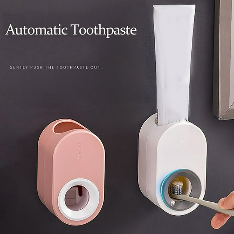 1pc Clear Luxury Style Automatic Toothpaste Dispenser, Made Of Ps Material,  No Drilling Needed (comes With Seamless Adhesive), Transparent Visible  Material, Wall-mounted Bathroom Toothbrush Storage Holder, Suitable For All  Sizes Of Toothpaste