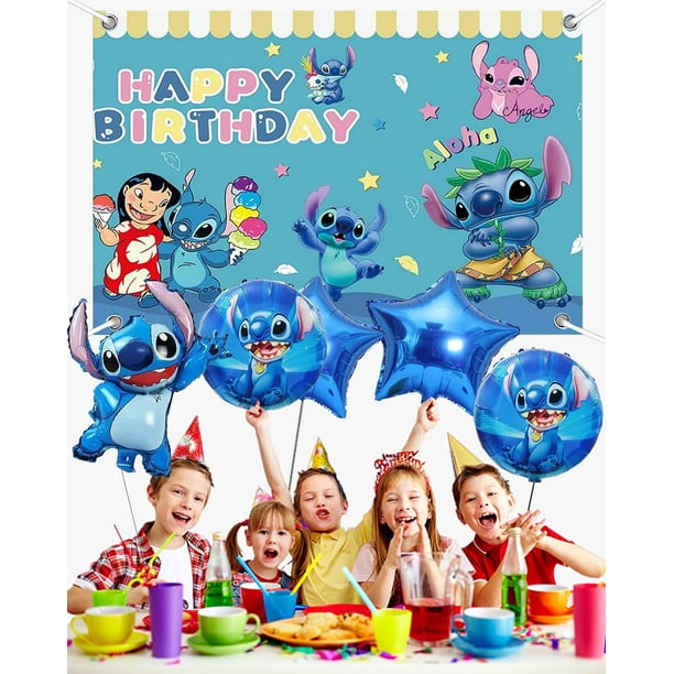 Rion Lilo Stitch Happy Birthday Party Decorations For Kids Latex Balloons  Kit Banner Cake Toppers Kit Festival Ornament