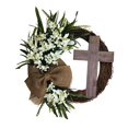 thumbnail image 4 of Corona de Pascua con forma de cruz, flores artificiales, accesorios para fotos, decoración para colgar en la pared. 40 cm sin cinta, 4 of 9