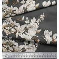 thumbnail image 1 of Soimoi Gray Velvet Fabric White Floral & Bulbul Bird Print Fabric by The Yard 60 Inch Wide, 1 of 3