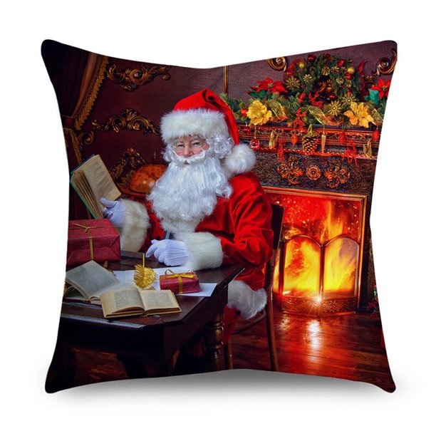 Fundas de almohada navideñas para sofá, cojines de 40/45/50cm con diseño de Papá Noel, renos de Navidad, decoración del hogar