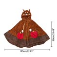 thumbnail image 3 of Women Cute Animal Hooded Throw Poncho Blanket, Soft Fuzzy Plush Button‑Front Wearable Cape Shawl with Apple Pockets Fall Winter Outfits for Women(Brown,One Size), 3 of 7