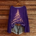 thumbnail image 3 of Women's Round Neck Lightweight Sweater Casual Long Sleeve Christmas Print Knit Pullover for Fall and Winter, Merry Christmas Design, Cozy and Festive, Christmas Sweaters for Women ,Purple,2XL, 3 of 5