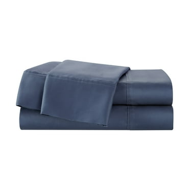 Martex 400 Thread Count King Sheet Set - 100% Cotton, Sateen Weave, Silky Soft (4pc), Navy