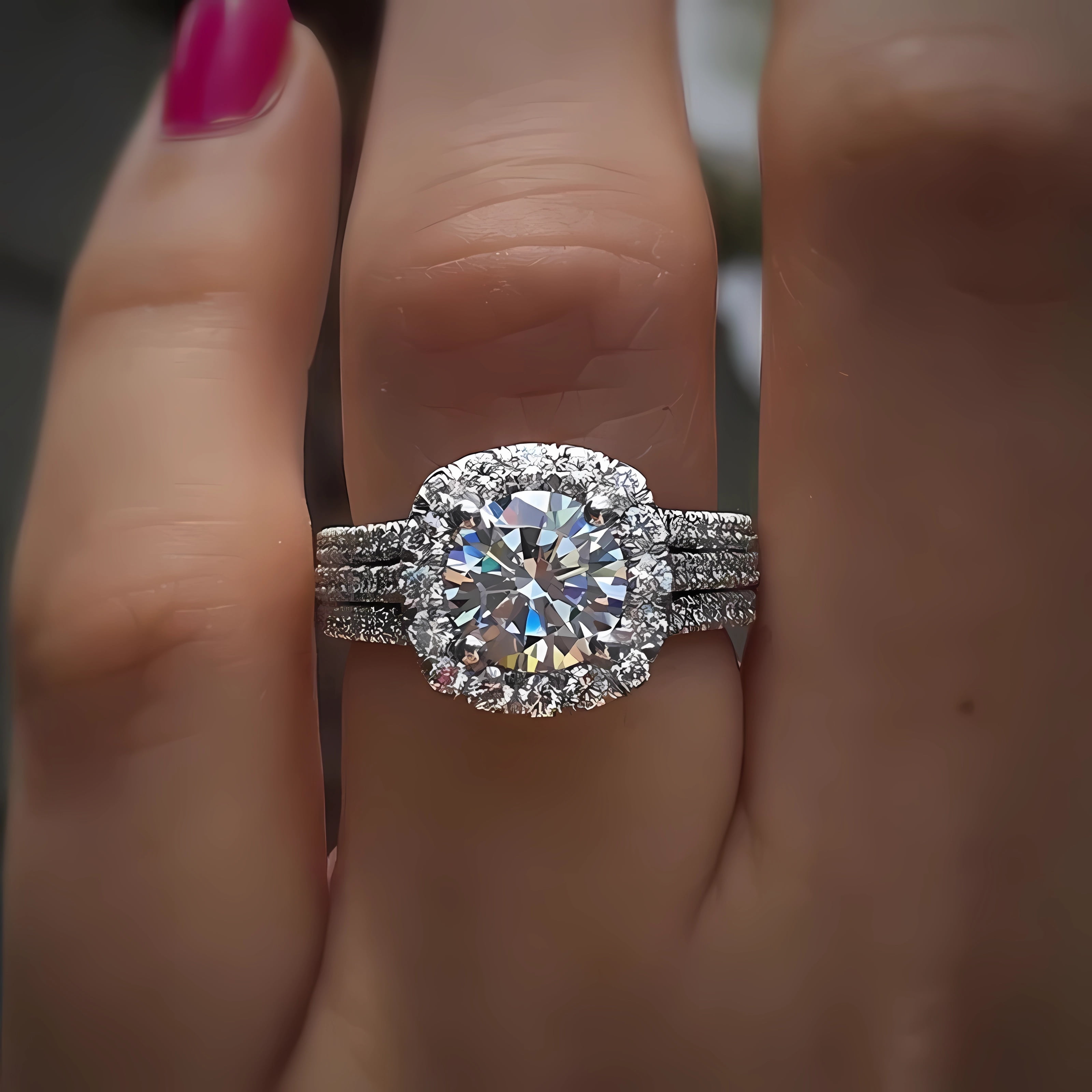 925 Sterling Silver Moissanite Engagement Rings for Women Halo Cubic Zirconia Wedding Promise Ring for Her Size 6-10