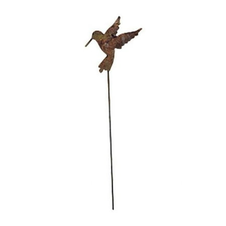 Village Wrought Iron RGS-33 Hummingbird - Rusted Garden Stake
