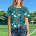thumbnail image 5 of Football Shirts for Women Heart Football Print T-Shirt Crew Short Sleeve Blouse Tops Lightweight Loose Fit Blouses Basic Graphic Tees Going Out Tops Casual Business Outfits Athletic Top, 5 of 7
