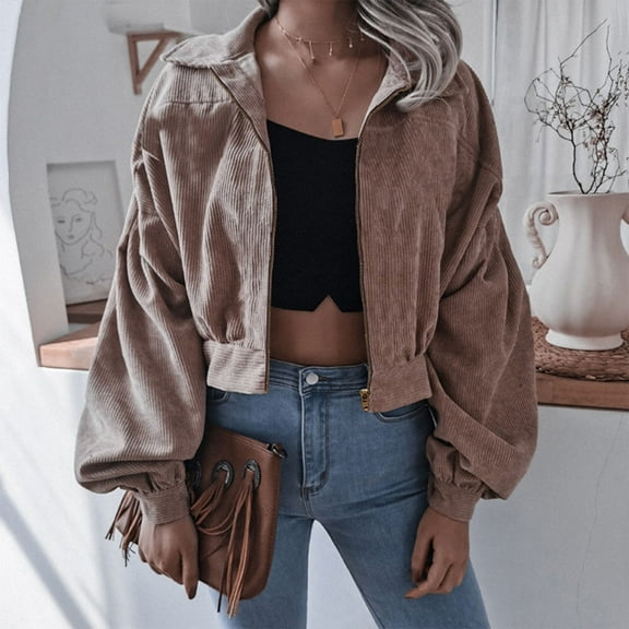 Idoravan Cardigans for Women Spring Fashion Women Winter Solid Color Long Sleeve Zipper Coat Cardigan Blouse