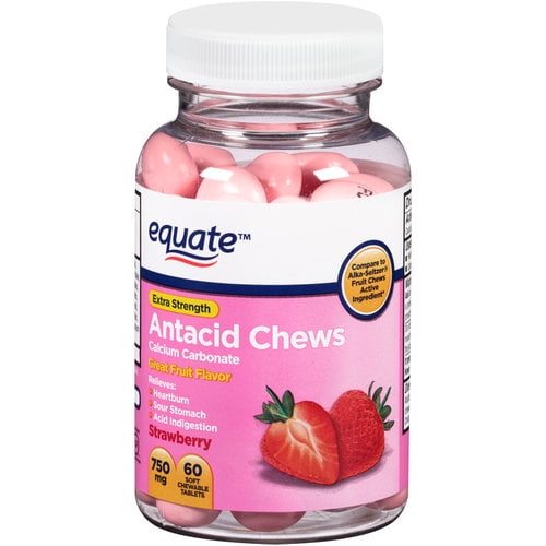 Equate Extra Strength Antacid Fruit Flavor Chews, 750 mg, 60 Ct