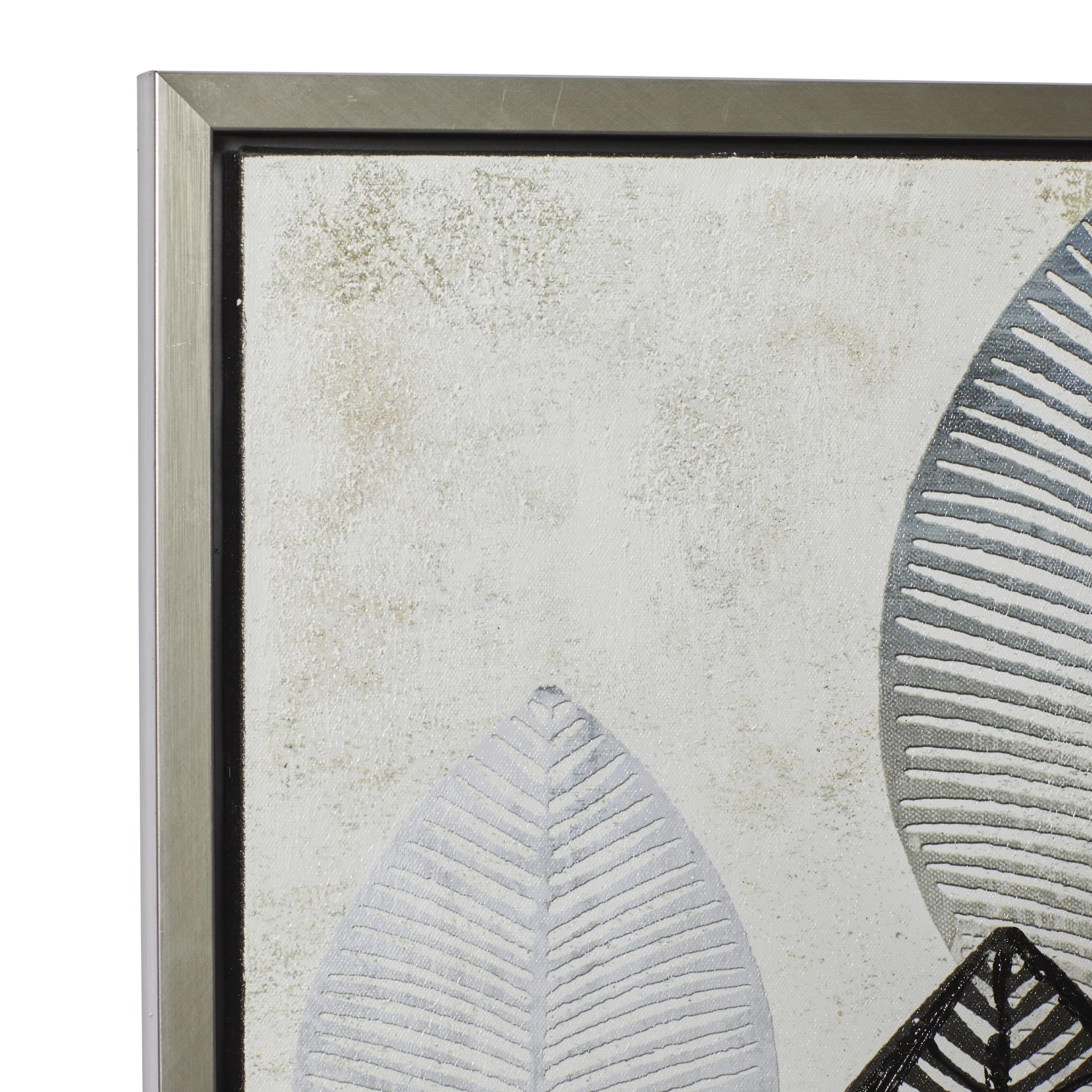 55" x 27" Leaf Framed Wall Art with Silver Frame, by DecMode
