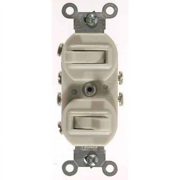 Leviton 5243 15 Amp, 120/277 Volt, Duplex Style Two 3-Way Combination Switch, Commercial Grade, White