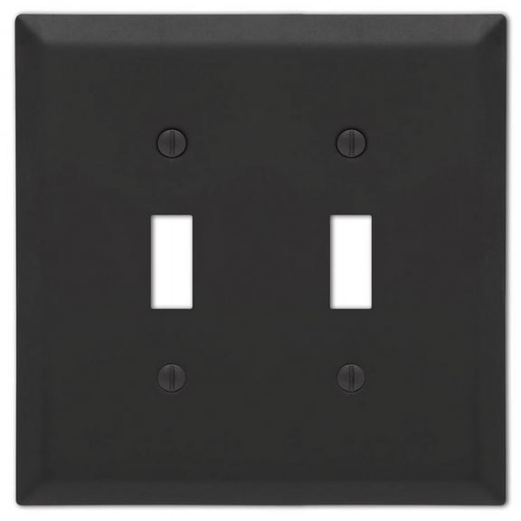 Amerelle 3003173 Century Matte Black 2-Gang Stamped Steel Toggle Wall Plate