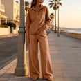 thumbnail image 6 of QQZ Wide Leg Pants 2 Piece Set For Women, Denim Long Sleeve Collared Top & Palazzo Pants Casual Outfit, 6 of 7