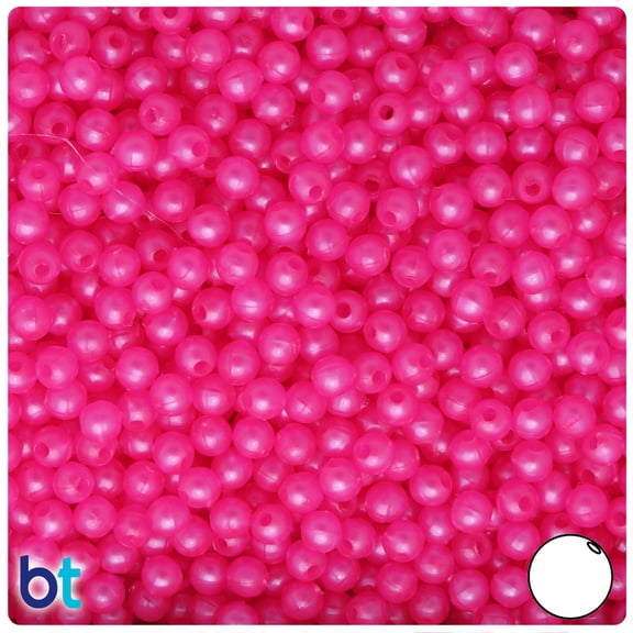 BeadTin Hot Pink Pearl 5mm Round Plastic Beads (700pcs)