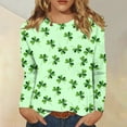thumbnail image 3 of Womens St Patricks Day Plus Size Long Sleeve T Shirts Funny Green Shamrock Graphic Saint Patrick's Day Tee Tops Mint Green 5XL, 3 of 6