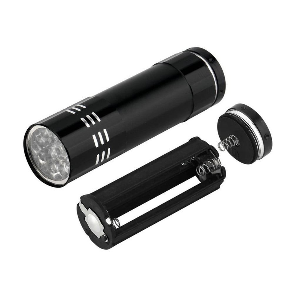 Mini Aluminum UV Ultra Violet 9 LED Flashlight Blacklight Torch Light Lamp Black 