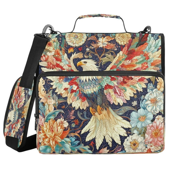 YAZAOO Zipper Binder trapper keeper Documents Organized Design Colorful Eagless Floral Art Printed