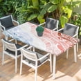 thumbnail image 2 of Ombre Orange Blue Table Cloths for 4 Foot Rectangle Tables, Summer Coastal Ocean Sea Beach Wave Patio Waterproof Elastic Fitted Tablecloths, Washable Rectangular Table Cover for Camping, 2 of 8