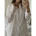 thumbnail image 6 of Yunliwuli Women’s 2 Piece Pajamas Set Long Sleeve Heart Print Button Up Shirt + Shorts Set Loungewear, 6 of 8