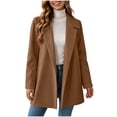thumbnail image 5 of Women Solid Color Button Front Long Sleeve Wool Blend Coat, Casual Loose Fit Lapel Outerwear, Fashion Mid Length Overcoat for Daily Outdoor Wear Brown L(L), 5 of 8