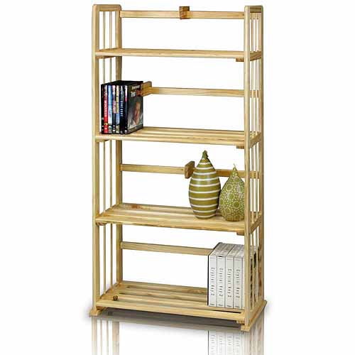 Furinno FNCL-33002 Pine Solid Wood 4-Tier Bookshelf