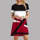 thumbnail image 2 of Vestido de Manga Corta para las Mujeres Casual Impreso Cuello Redondo, Vestido de las Señoras para la Primavera Y el Verano de Uso Diario, 2 of 9