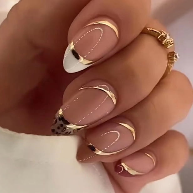24 piezas de uñas postizas decoradas cuadradas medianas cortas realistas con pegamento Deng Xun unisex