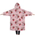 thumbnail image 2 of Oversized Wearable Blanket Hoodie,Pink Cow Strawberry Pattern Sherpa Blanket Hoodie with Super Pockets,Super Warm Fuzzy Pullover for Women & Men, 2 of 6