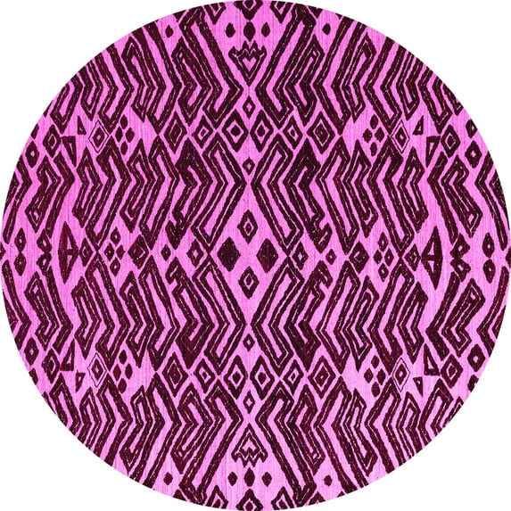 Ahgly Company Indoor Round Abstract Pink Modern Area Rugs, 4' Round