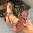 thumbnail image 4 of KEGIRLOM Women's Fashionable Casual Wear Wearable Large-Size Flower Round Head Herringbone Sandals Brown 6, 4 of 9