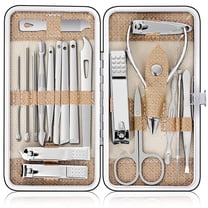 FZAZMLT 19 PCs Stainless Steel Nail Clippers Manicure Kit, Toenail Pedicure Tool Set for Men and Women
