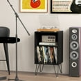 thumbnail image 4 of Costway 3-Tier Record Player Stand with Charging Station Shelf & 4 Dividers for Bedroom Black, 4 of 10