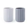 thumbnail image 1 of Portalápices de silicona de 2 piezas, portalápices para escritorio, portalápices geométrico, portalápices de maquillaje (blanco, gris), 1 of 5